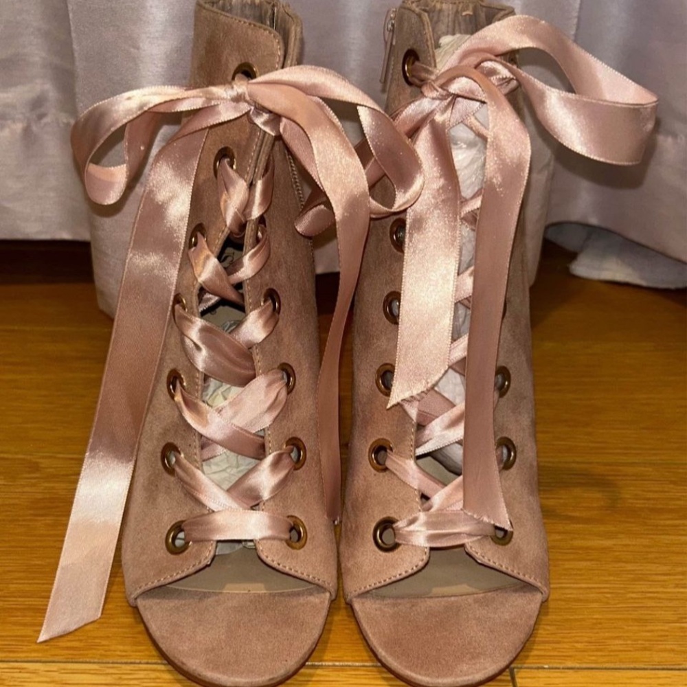 JUSTFAB Pink Lace-Up Women's Boots